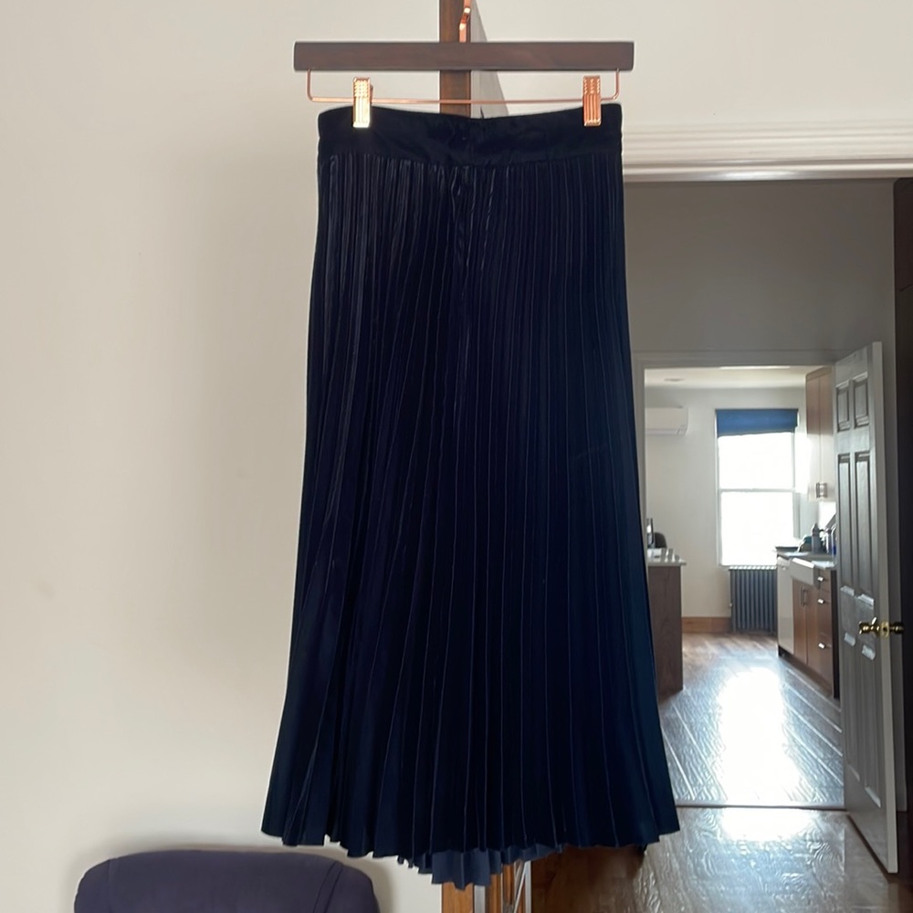 Sézane Suede Navy Skirt.